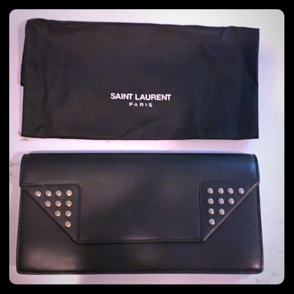 Saint Laurent Black Studded Clutch